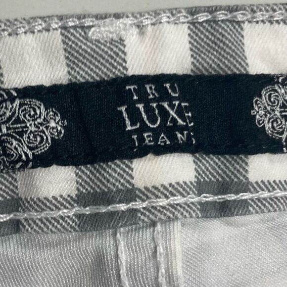 TRU LUX JEANS Gingham Black & White Size 12 Inseam 28” - Picture 3 of 12